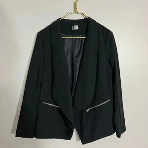 Divided Black Suit Jacket with‎ Zippered Pickets Size 10
